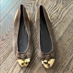 Burberry Brown Suede Nova Canvas Check flat